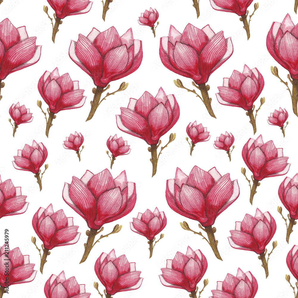 Seamless pattern. Flower illustration. Nice illustration for notebook cover, book, wallpaper, fabric, textile, texture, postcard, scrapbooking, valentin's day, Mother day, poster or other design