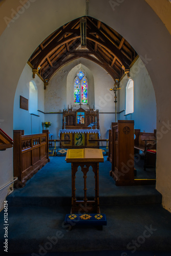 St. Mary the virgin church Rossili, Gower, Wales. 12th Century  (HDR) photo