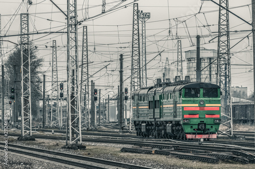 Green diesel locomotive