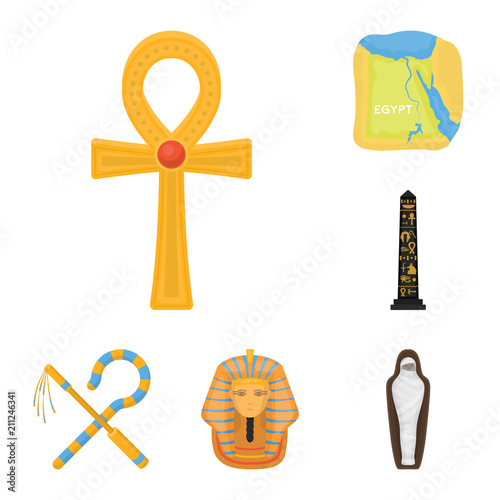 Ancient Egypt cartoon icons in set collection for design. The reign of Pharaoh vector symbol stock web illustration.