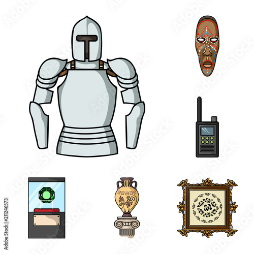 Museum and gallery cartoon icons in set collection for design. Storage and exhibition of showpiece vector symbol stock web illustration.