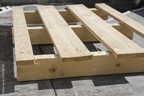 Classic wooden pallet is close