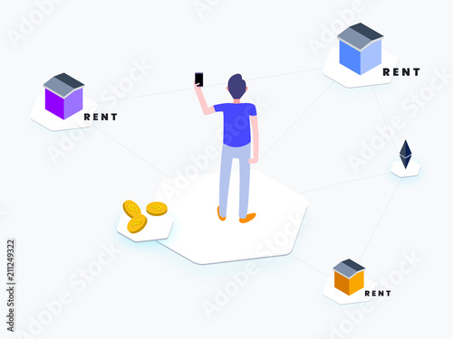 Apartment Rent Blockchain Isometric