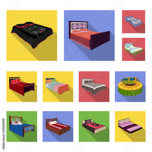 Different beds flat icons in set collection for design. Furniture for sleeping vector isometric symbol stock web illustration.