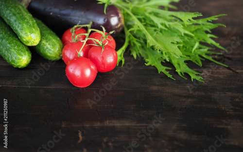 vegetables on a dark background, close-up