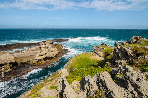 Robberg Nature Reserve, coast rocks and indian ocean waves. Garden route, South Africa