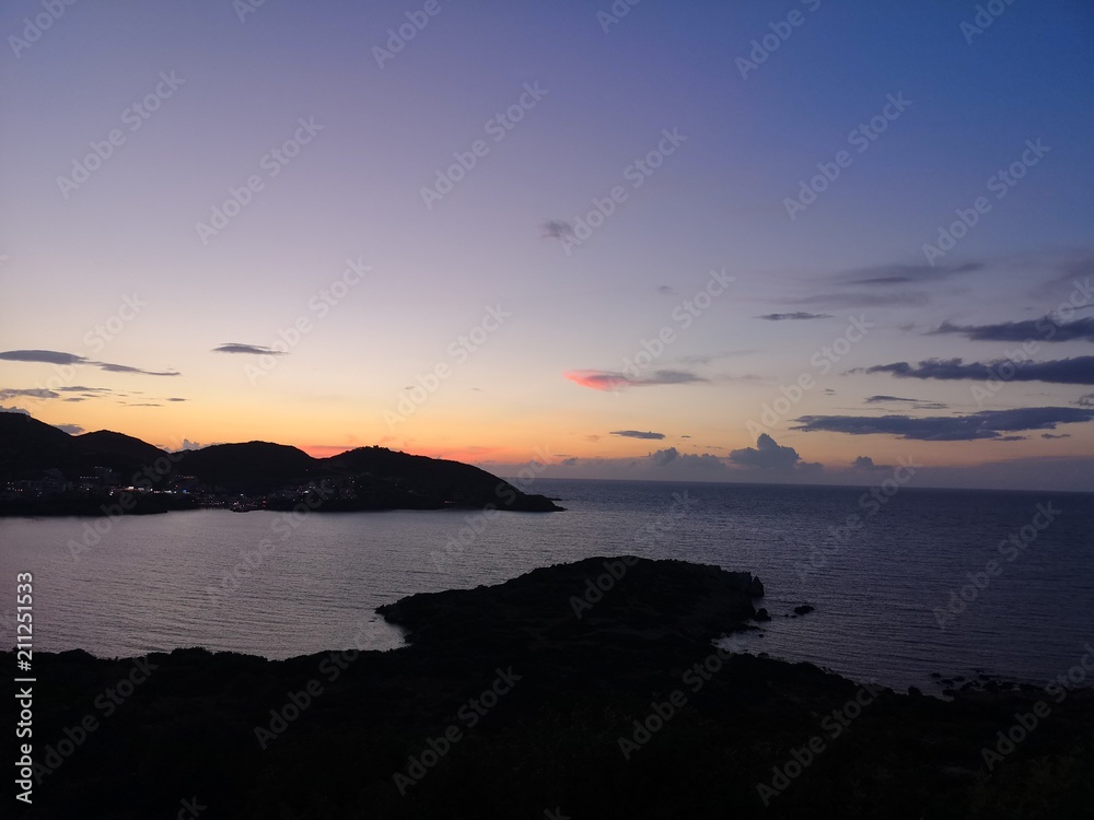 Sunset on an island coast