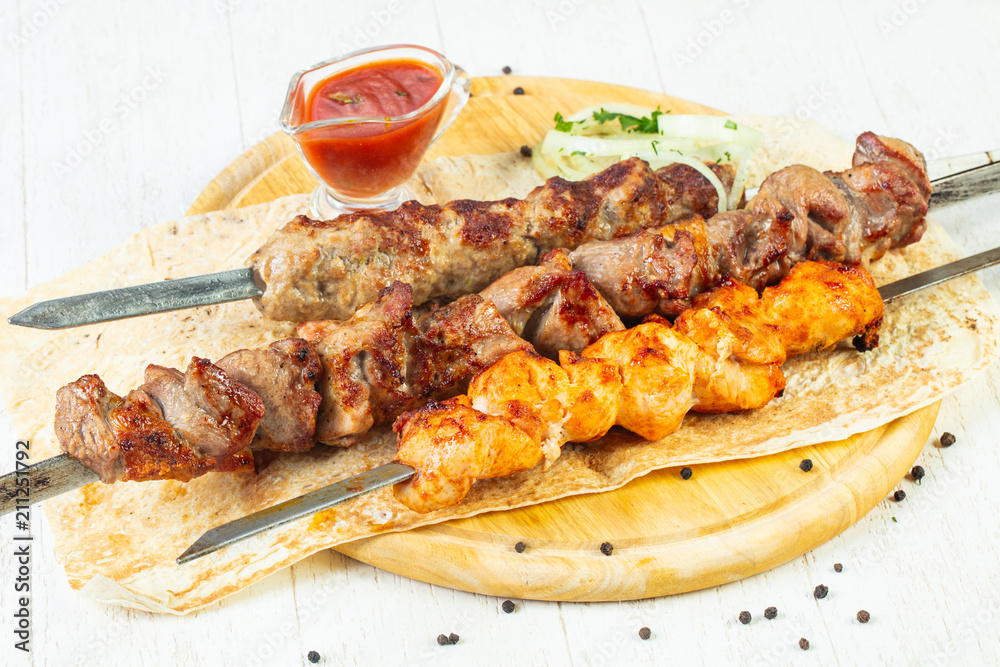 Grilled meat kebab mix