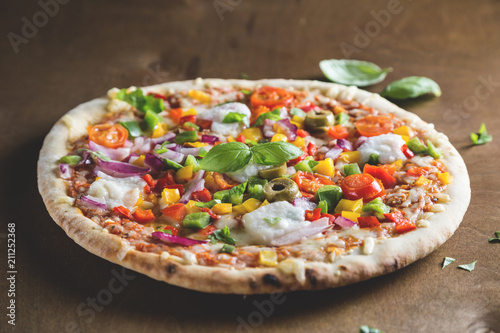Pizza with vegetables and cheese