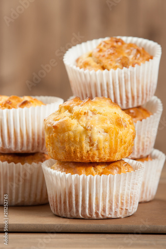 Homebaked Ham And Cheese Muffins In Paper Cases.