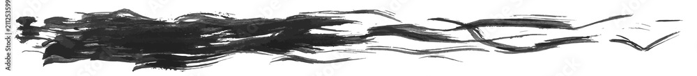 Long hand drawn isolated paintbrush stripe with dirty black color esp 10 vector illustration