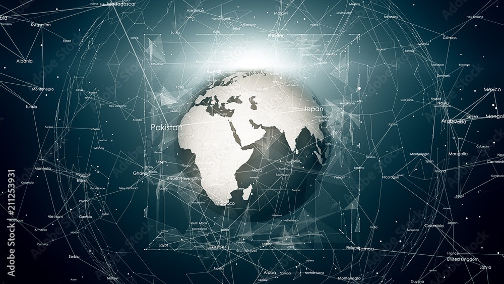 Global network connections around the earth Global network connections around the earth