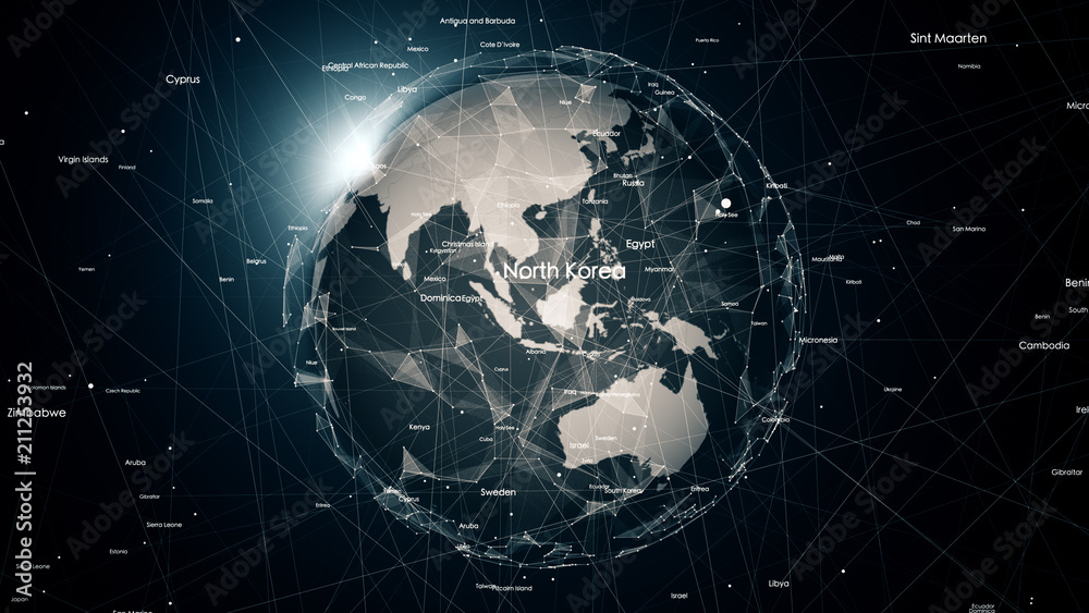 Global network connections around the earth Global network connections around the earth