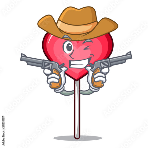 Cowboy heart lollipop character cartoon