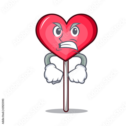 Angry heart lollipop mascot cartoon photo