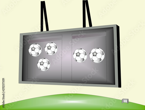 Football match on the scoreboard