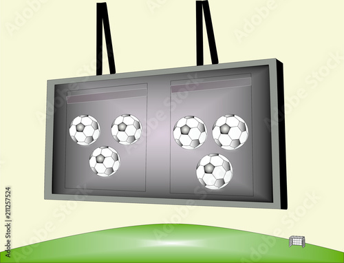 Football match on the scoreboard