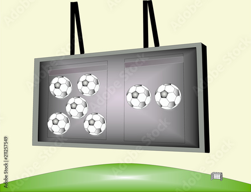 Football match on the scoreboard