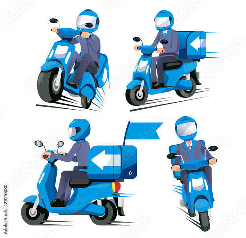 Speed delivery everything service concept. Motorcycle staff have a quick shipment various view.