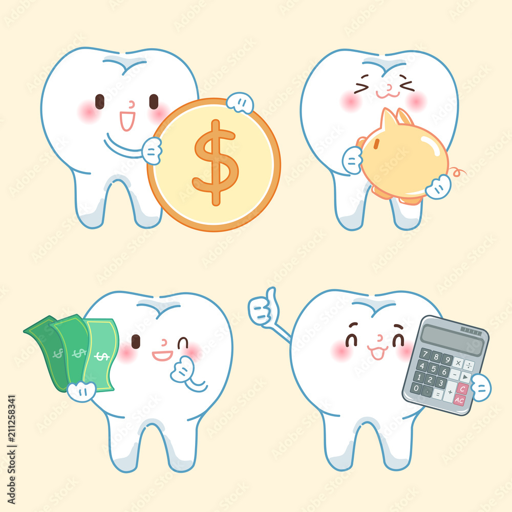 cartoon tooth with money
