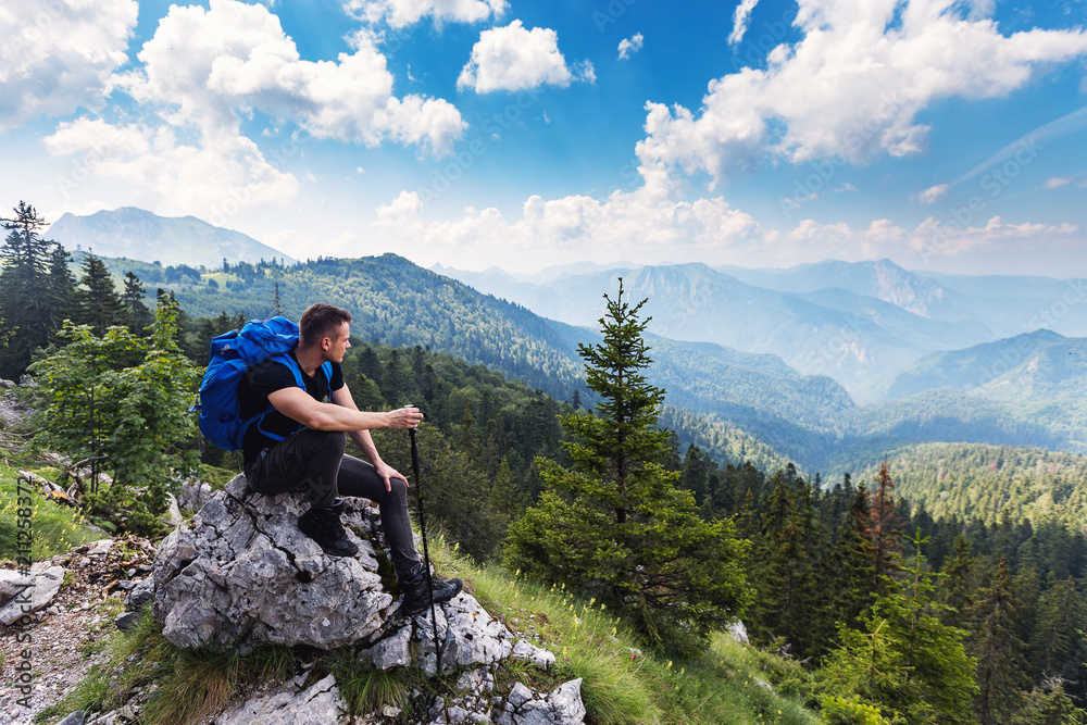 Hiker enjoying the view Hiker enjoying the view
