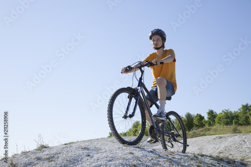Mountain bike.Sport and healthy life.Extreme sports.Mountain bicycle and man.Life style outdoor extreme sport © Chepko Danil