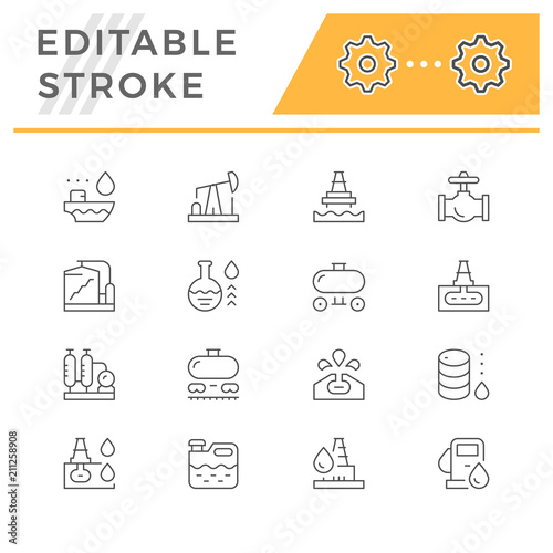 Set line icons of oil industry
