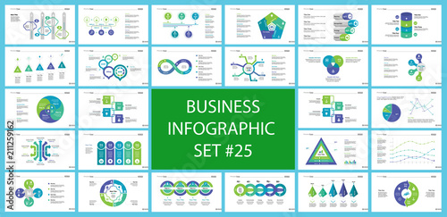 Business inforgraphic design set for marketing concept. Can be used for business project, annual report, web design. Process chart, option chart, flowchart, bar graph, area chart, donut diagram