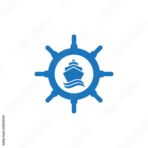 Ship's wheel logo or icon vector design template