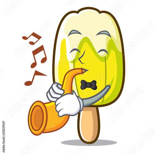With trumpet lemon ice cream mascot cartoon
