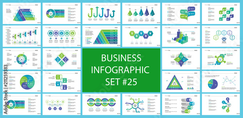 Creative business inforgraphic design set can be used for presentations, annual report, web design. Business concept. Donut, arrow, timeline, process charts, flowchart, comparison graph