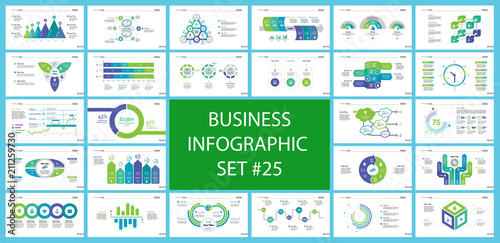 Set of management or statistics concept infographic charts. Business diagrams for presentation slide templates. For corporate report, advertising, banner and brochure design.