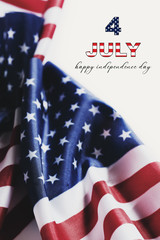 text 4 of july happy independence day and US flags.