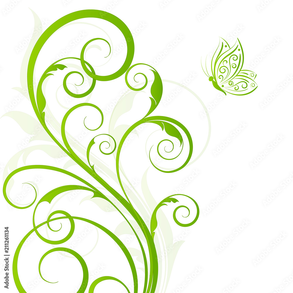 Abstract floral background with butterfly. Element for design. Abstract floral background with butterfly. Element for design.