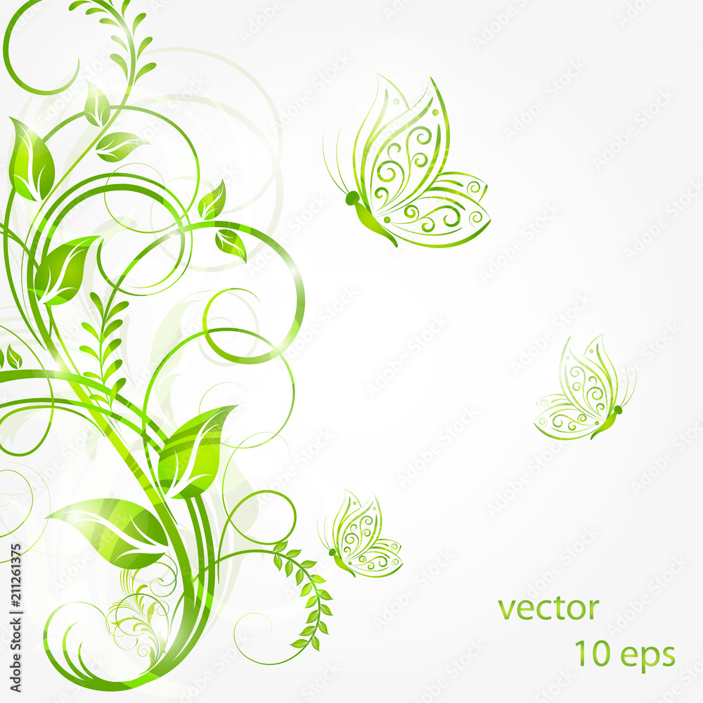 Abstract floral background with butterfly. Element for design. Abstract floral background with butterfly. Element for design.