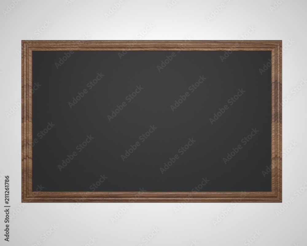 Black board in a brown frame for drawing and recording Black board in a brown frame for drawing and recording