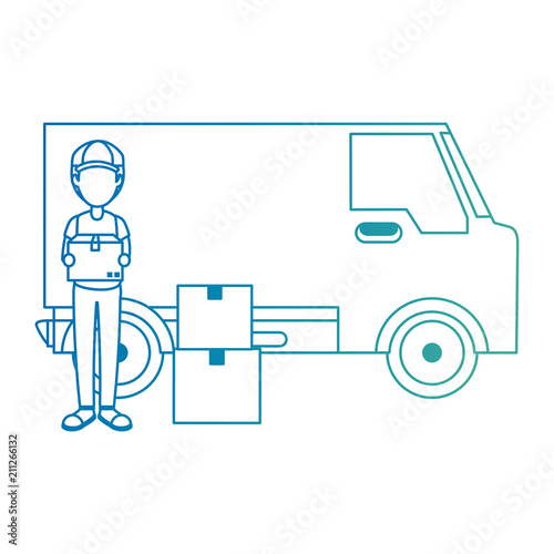 delivery worker with van avatar character