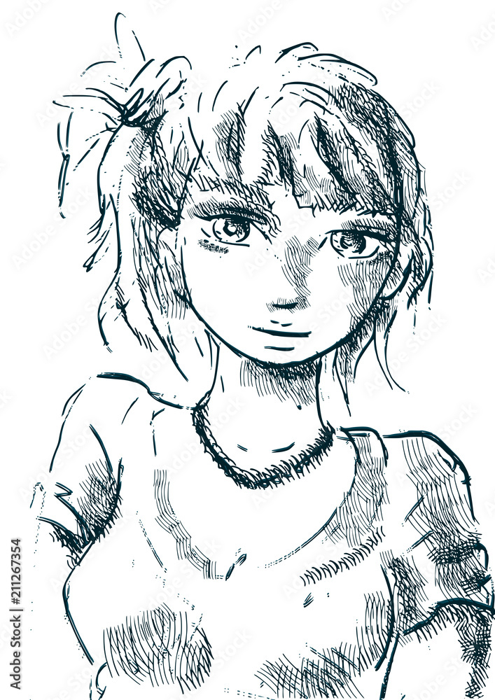Pentekening arcering meisje portret