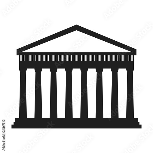 Greek temple black sympol theater on white background fill photo