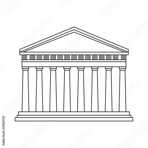 Greek temple black sympol theater on white background stroke photo