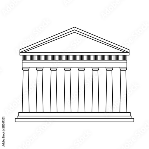 Greek temple black sympol theater on white background stroke