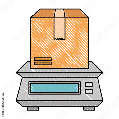 packing box carton with gramer measure weight photo