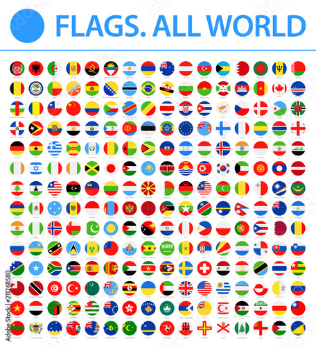 All World Flags - New 2018 - Vector Round Flat Icons. New versions of Afghanistan and Mauritania flags and Additional List of Other States
