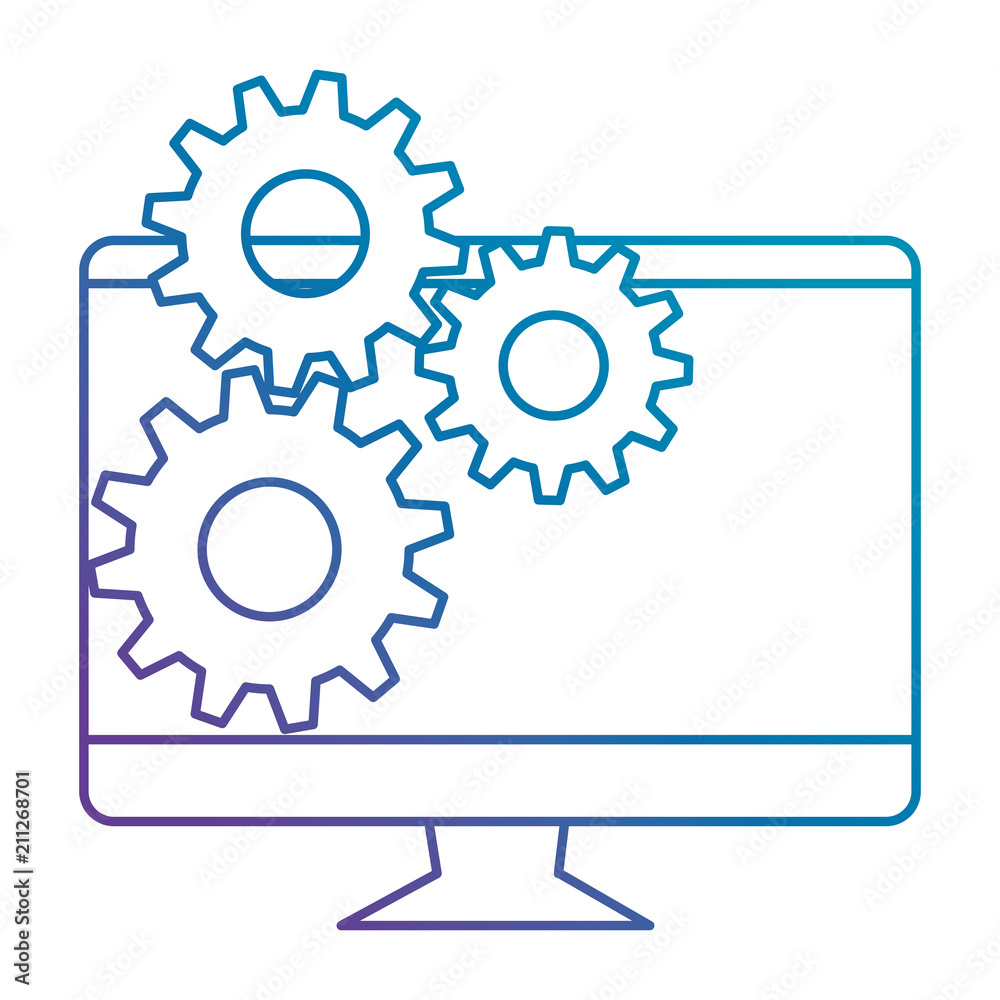 computer display with gears vector illustration design computer display with gears vector illustration design