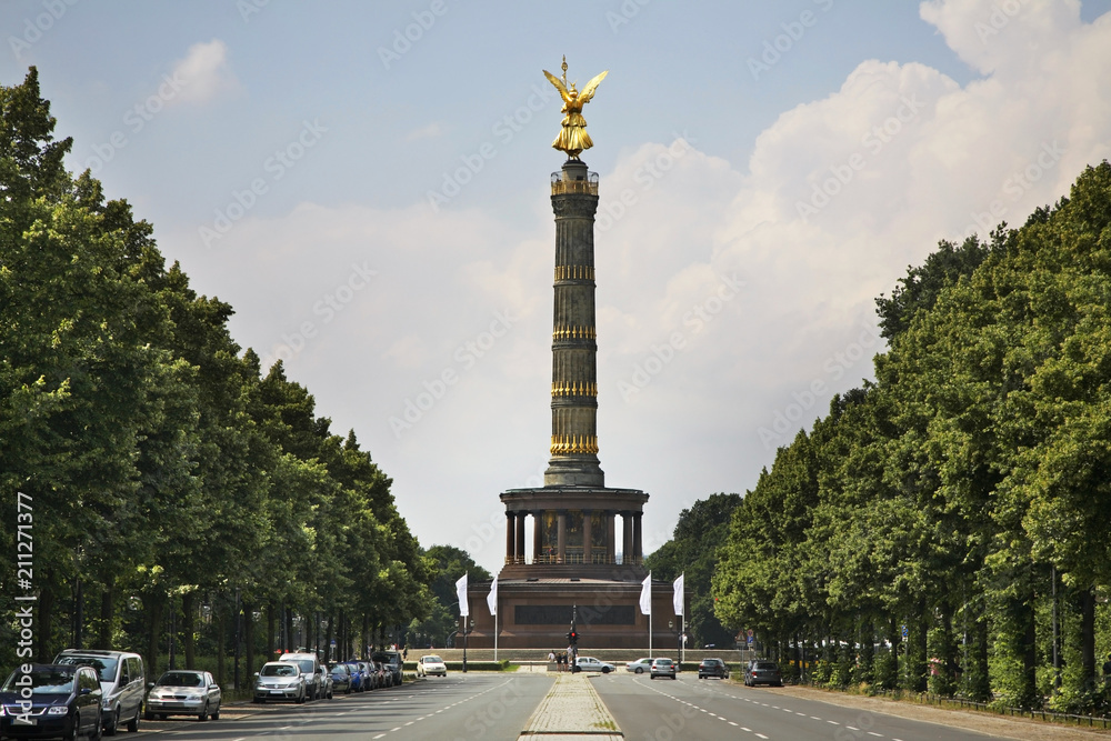Victory column (Siegessaule) at Great Star square in Tiergarten. Berlin. Germany