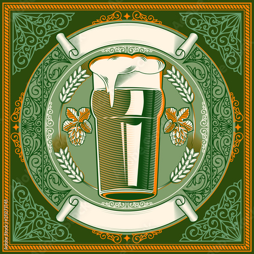 Ornate decorative beer emblem