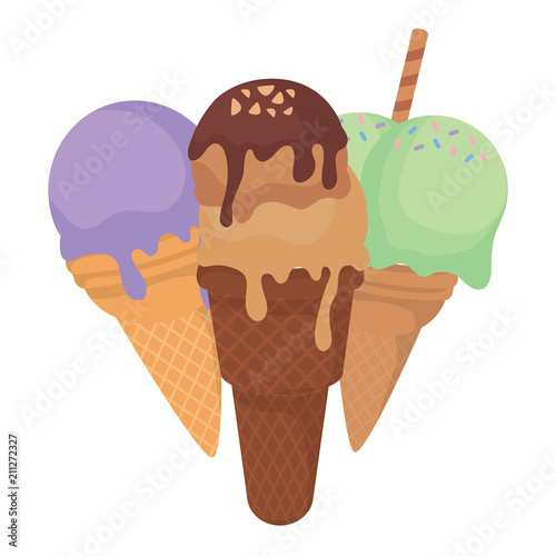 Ice cream cones icon over white background, colorful design. vector illustration
