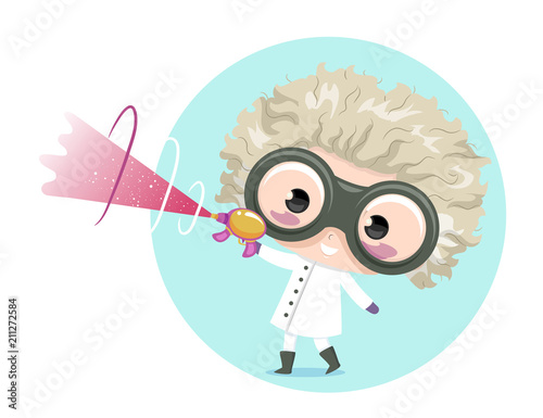 Kid Boy Mad Scientist Ray Gun Illustration