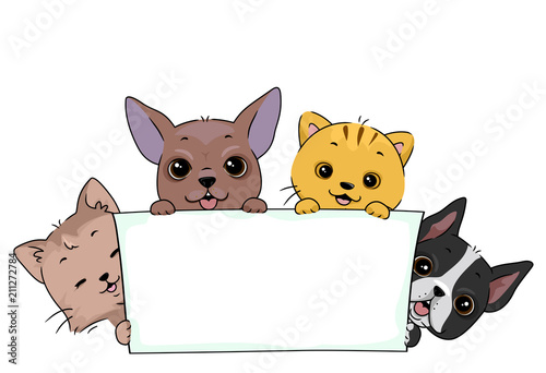 Pet Parade Banner Cat Dog Illustration