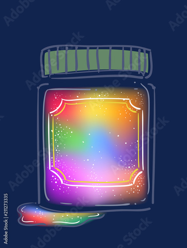 Rainbow Colors Paint Jar Il...